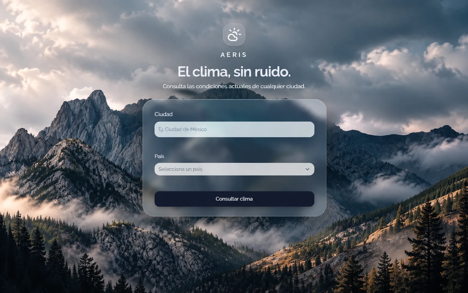 Aeris weather application interface preview